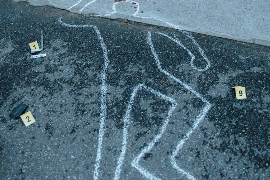 body marking on the pavement of the crime scene